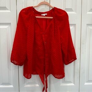 Notations Red Sheer Blouse